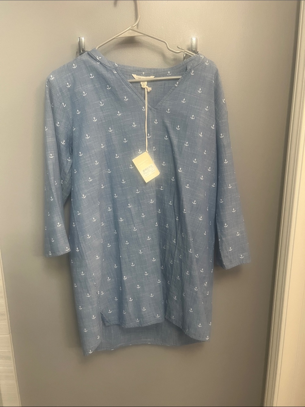 Light Blue Anchor-Print swim dress